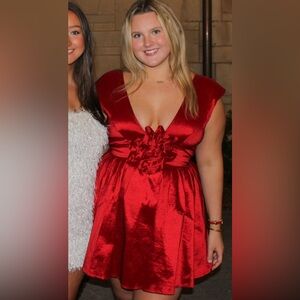 For Love & Lemons Rose Red Mini Dress